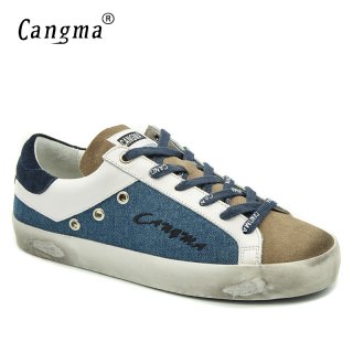 CANGMA Brand Shoes Woman Breathable Flats Spring Autumn Low Blue Brown Canvas Sneakers Girls Casual Shoes