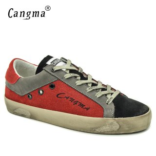 CANGMA Casual Shoes Brand Sneakers Women Red And Black Shoes Woman Suede Moccasin Ladies Footwear Young Breathable Shoes Female