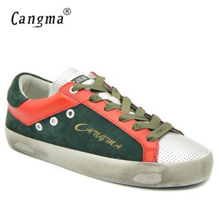 CANGMA Famous Brand Sneakers Shoes Suede Leather Genuine Woman Casual Shoes Super Star Breathable Ladies Shoes Italie Vintage