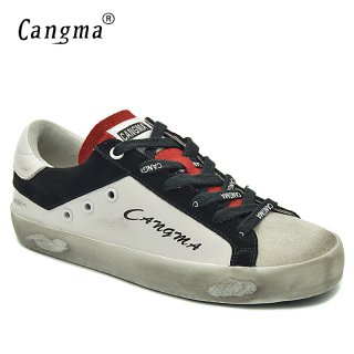 CANGMA Woman Shoes Brand White Retro Ladies Shoes Genuine Leather Sneakers Suede Casual Footwear Flats Girl Shoe